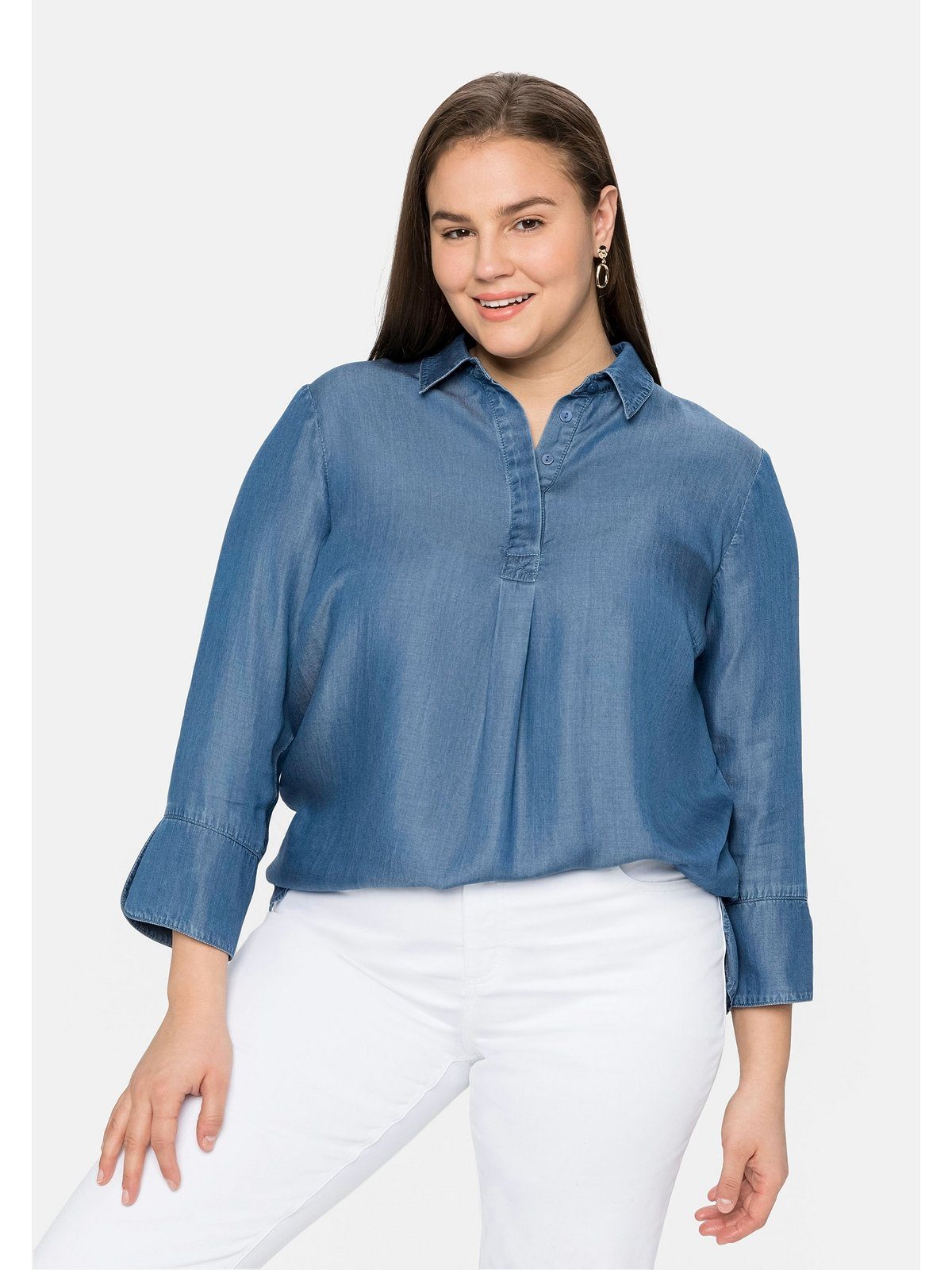Sheego Tunika Große Größen in Jeansoptik aus Lyocell-Qualität