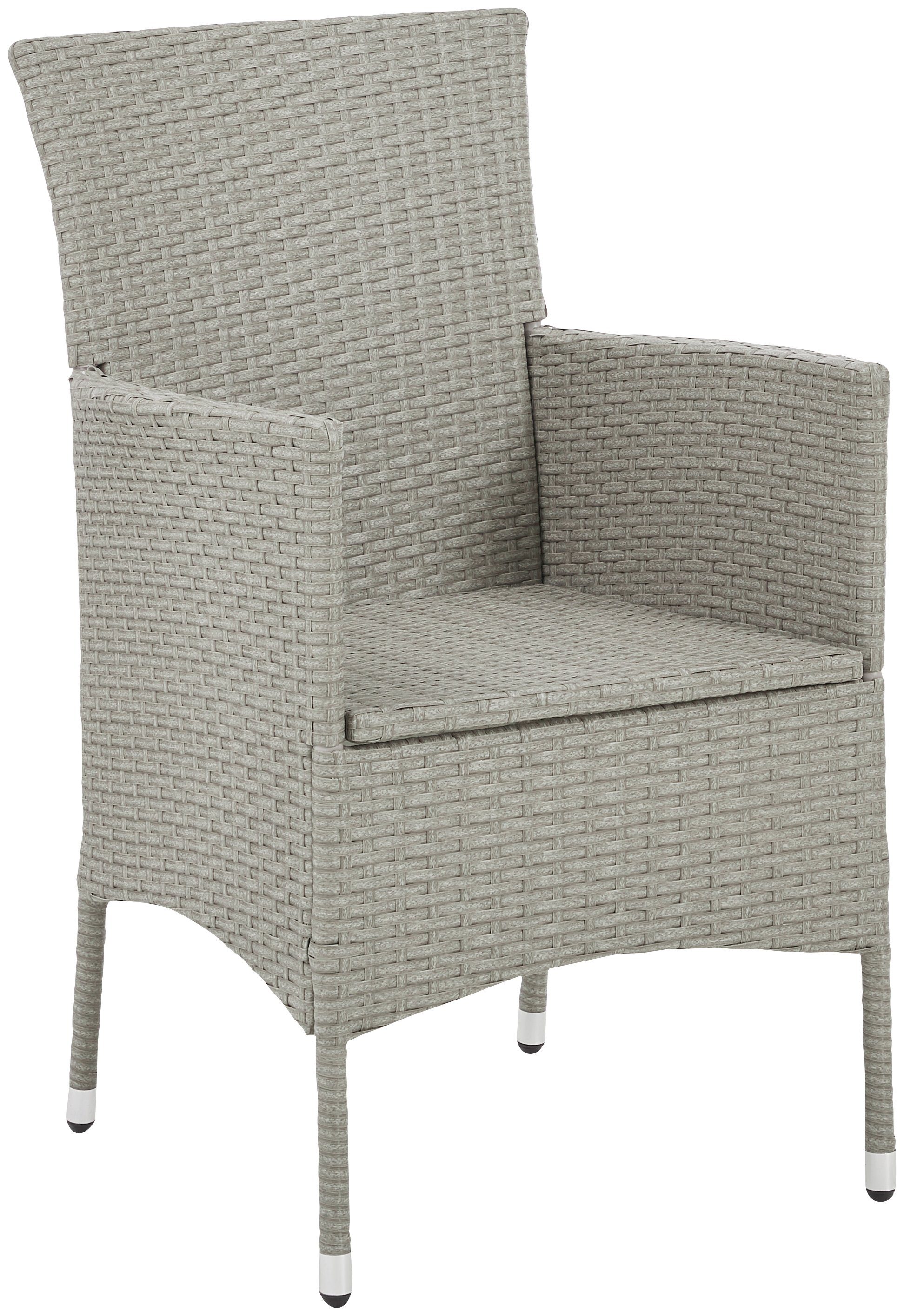 KONIFERA Balkonset Mailand, (7-tlg), 2 Sessel, Tisch 112x65 cm, Polyrattan