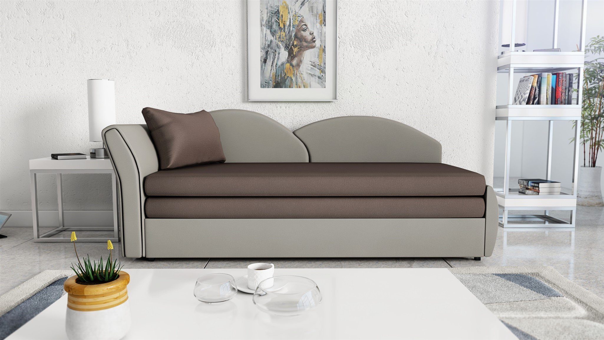 Fun Möbel Schlafsofa Sofa ALINA Links oder Rechts inklusive Bettkasten Stoff Alova, mit Schlaffunktion