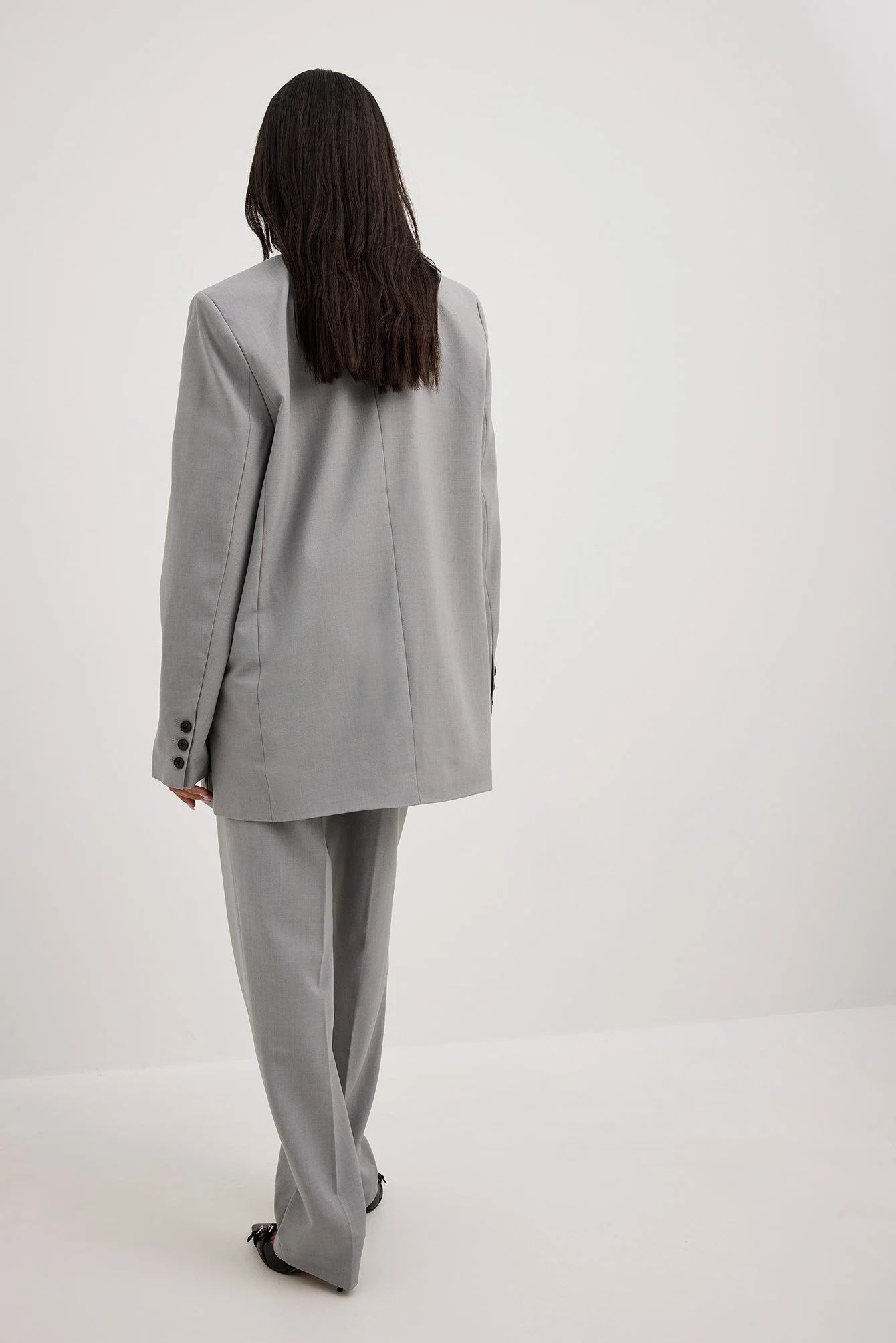 Melange-Blazer in Oversize mit drei Knöpfen