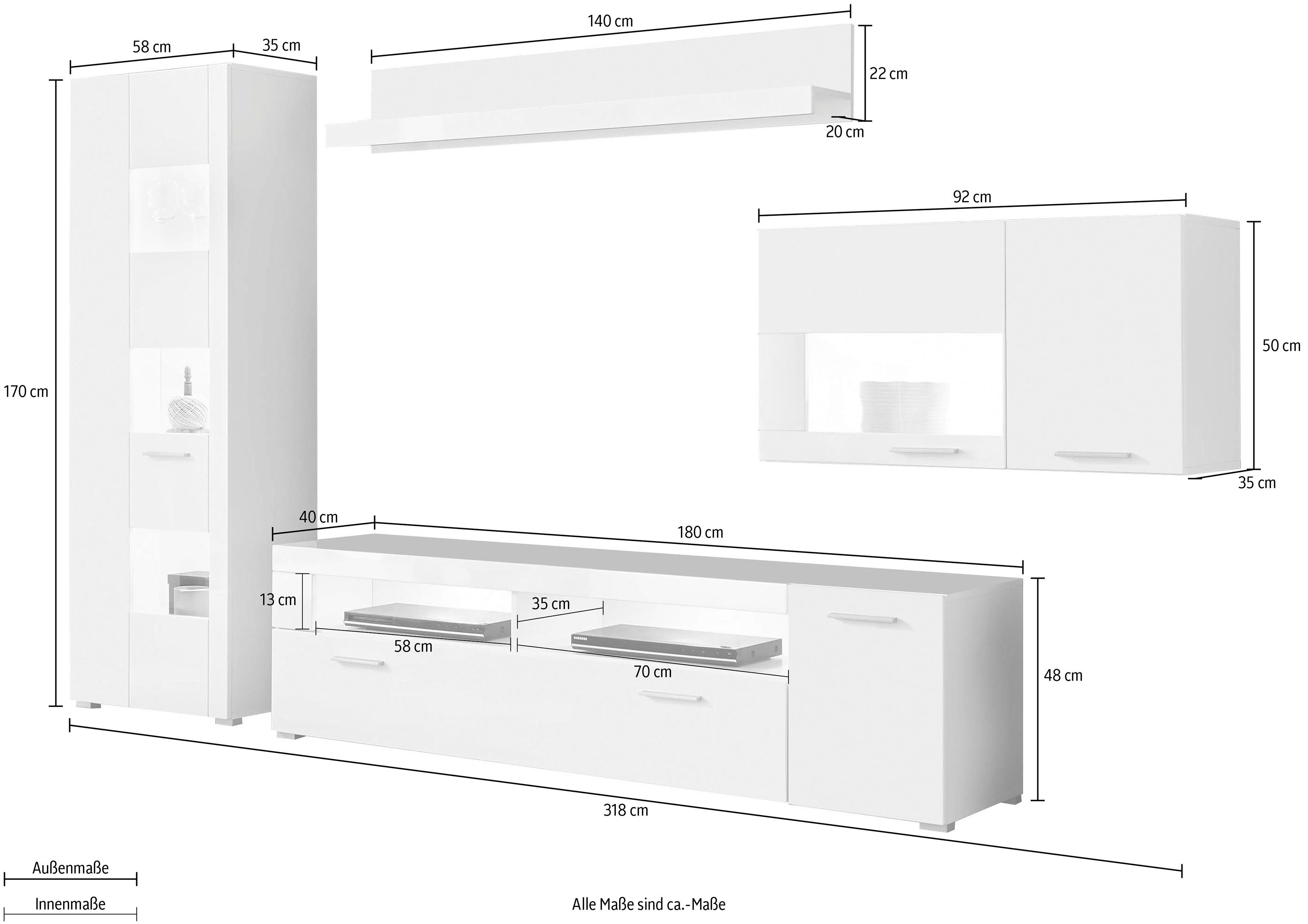 INOSIGN Wohnwand Corado, (Set, 4-St)