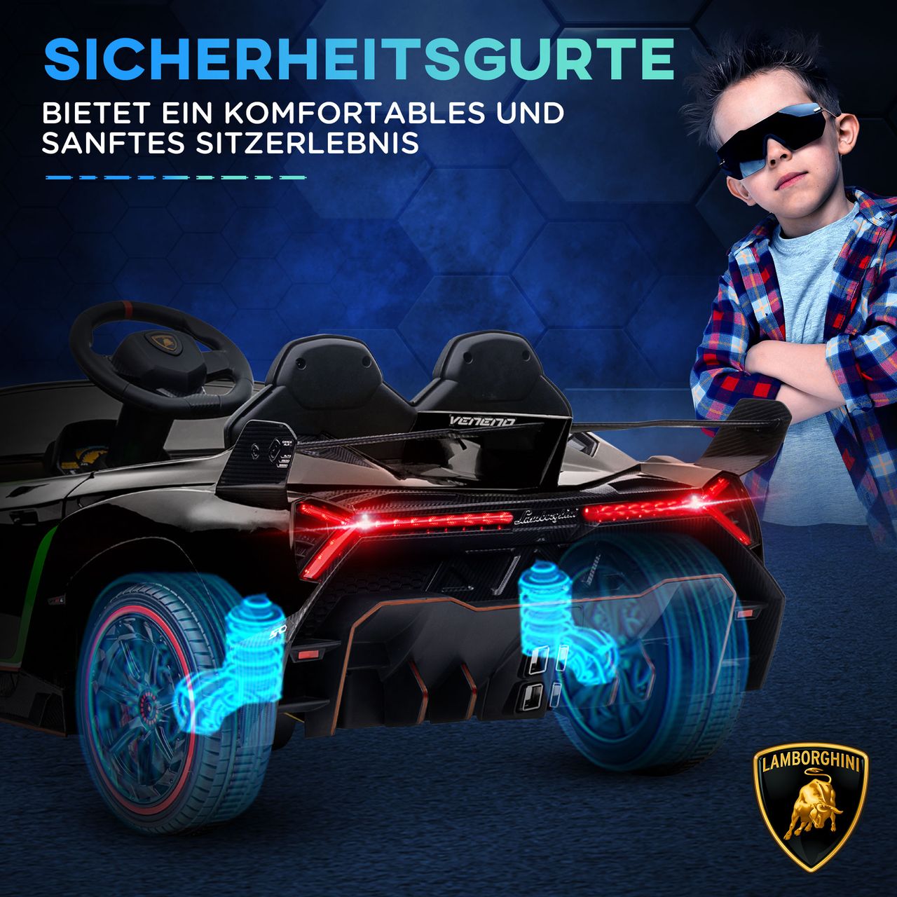 HOMCOM Kinder Elektroauto Kinderauto mit Anzeige, Fernbedienung, Bluetooth