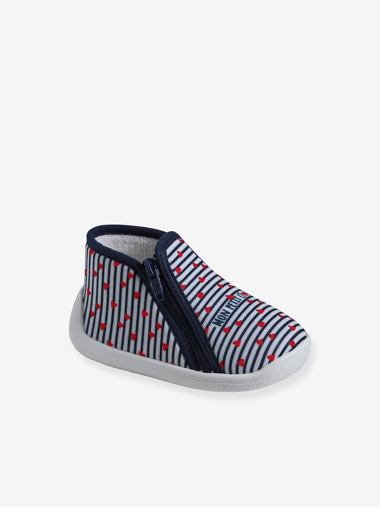 Vertbaudet Baby Hausschuhe mit Reißverschluss - marine gestreift