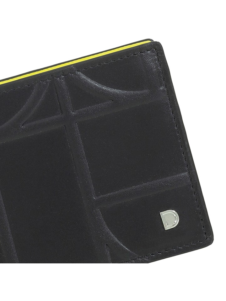 DuDu Up! Geldbörse RFID Schutz Leder 11 cm in black-bright yellow günstig kaufen onesize