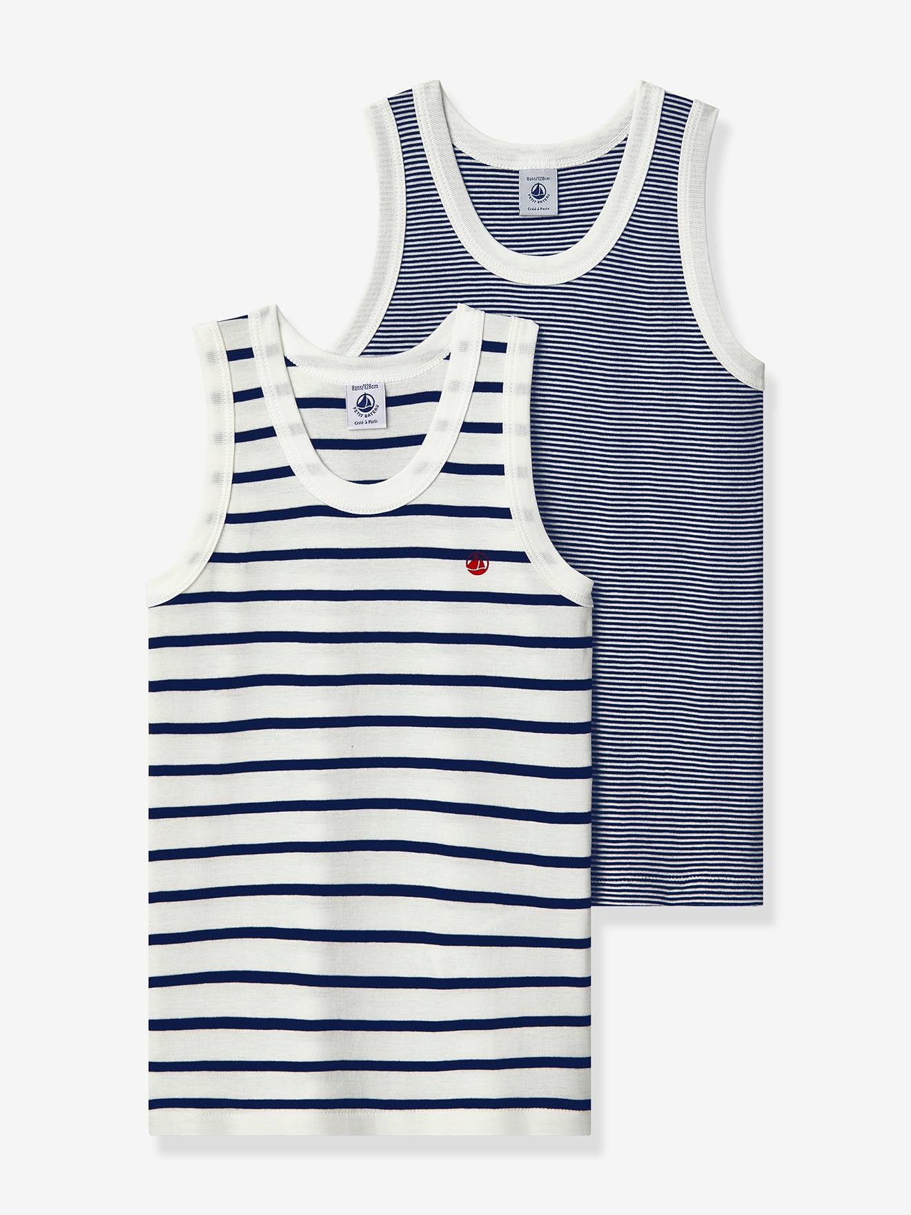 Lot de 2 débardeurs en coton bio PETIT BATEAU lot bleu