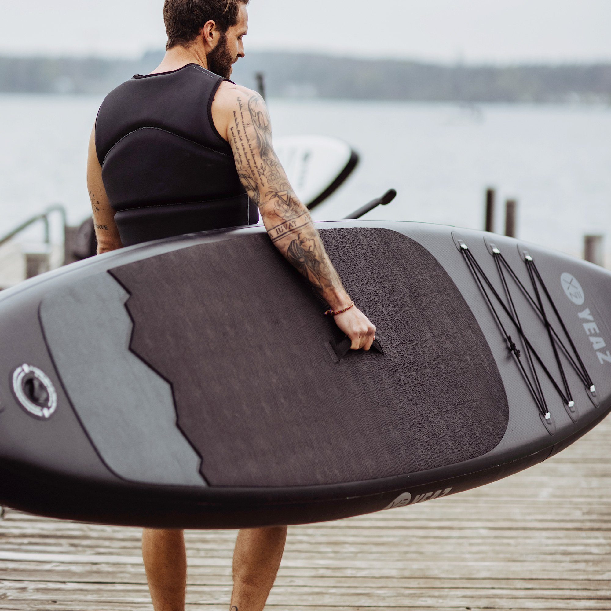 YEAZ Inflatable SUP-Board NELIO - EXOTRACE - SET sup board und kit, Inflatable SUP Board, (Set), inkl. Zubehör wie Paddel, Handpumpe und Rucksack