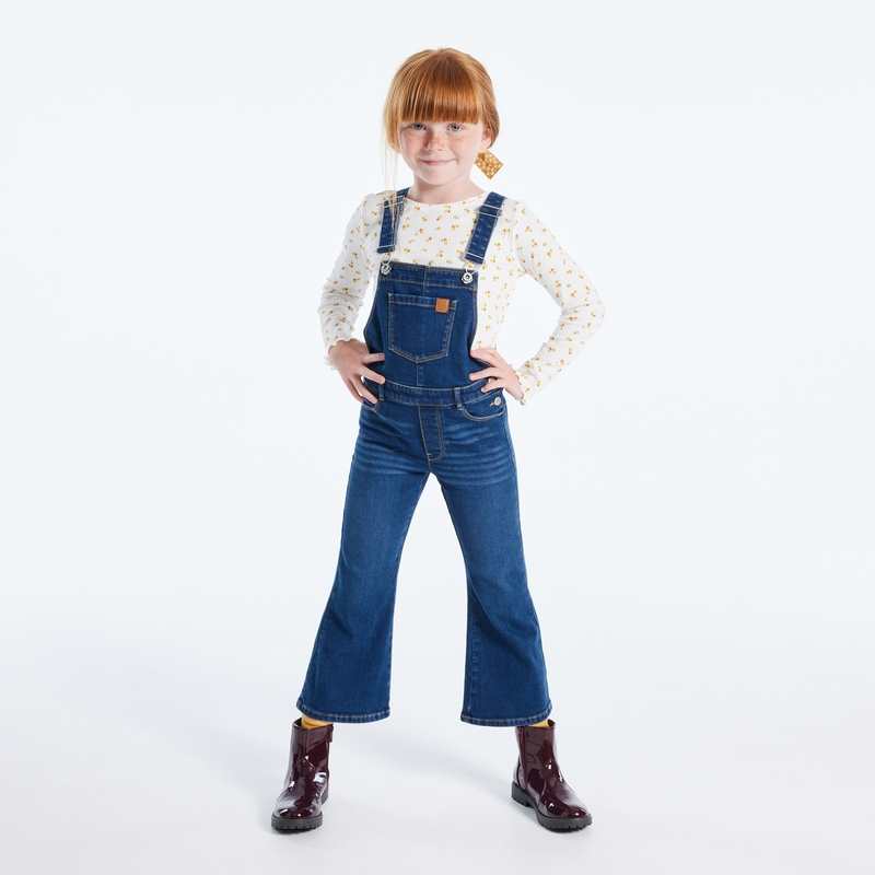 Salopette en jean flare bleue fille