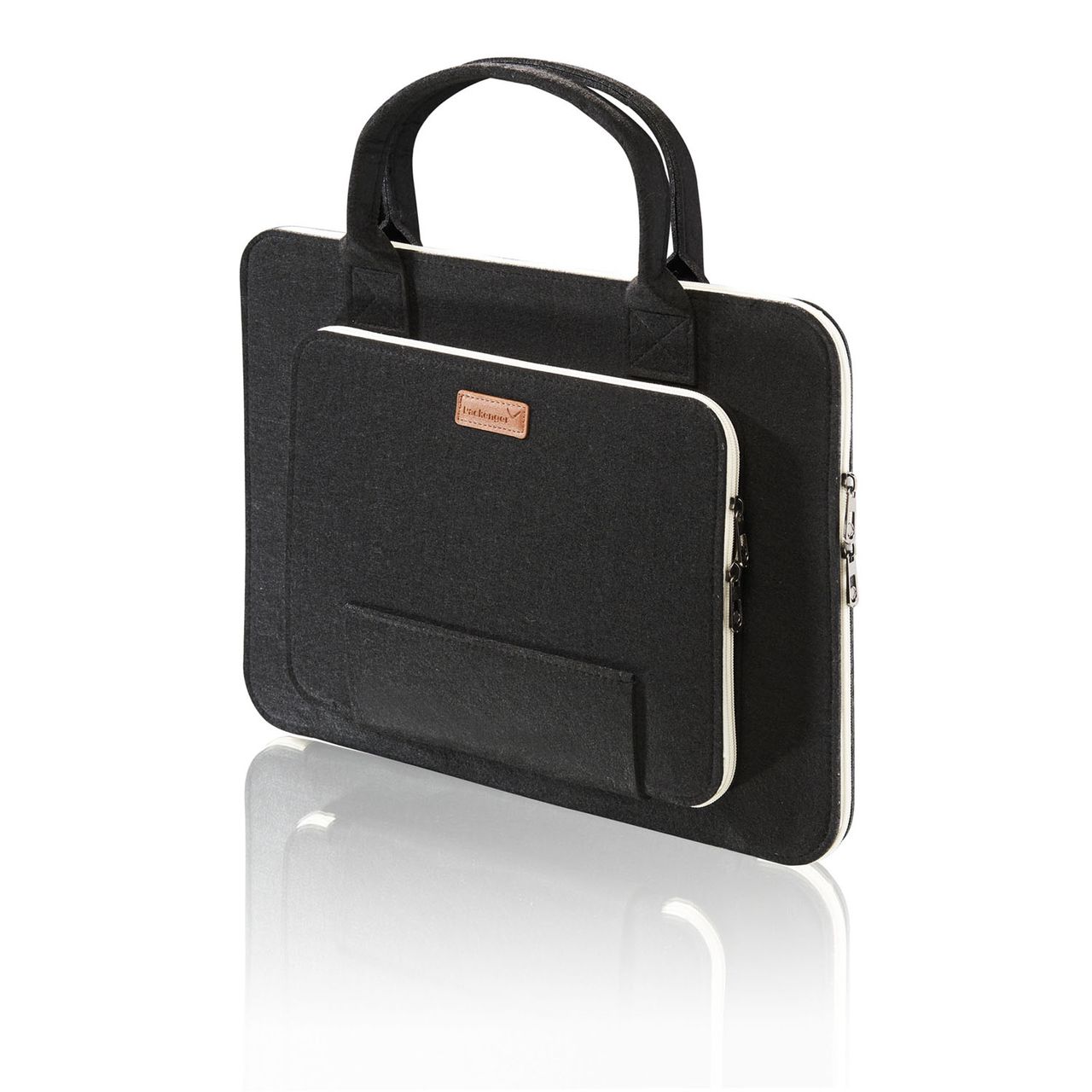 Weles Packenger Filz-Laptoptasche 15,6 Zoll, Laptophülle, Notebooktasche, Schutzhülle, 43 x 31,5 x 3 cm, schwarz