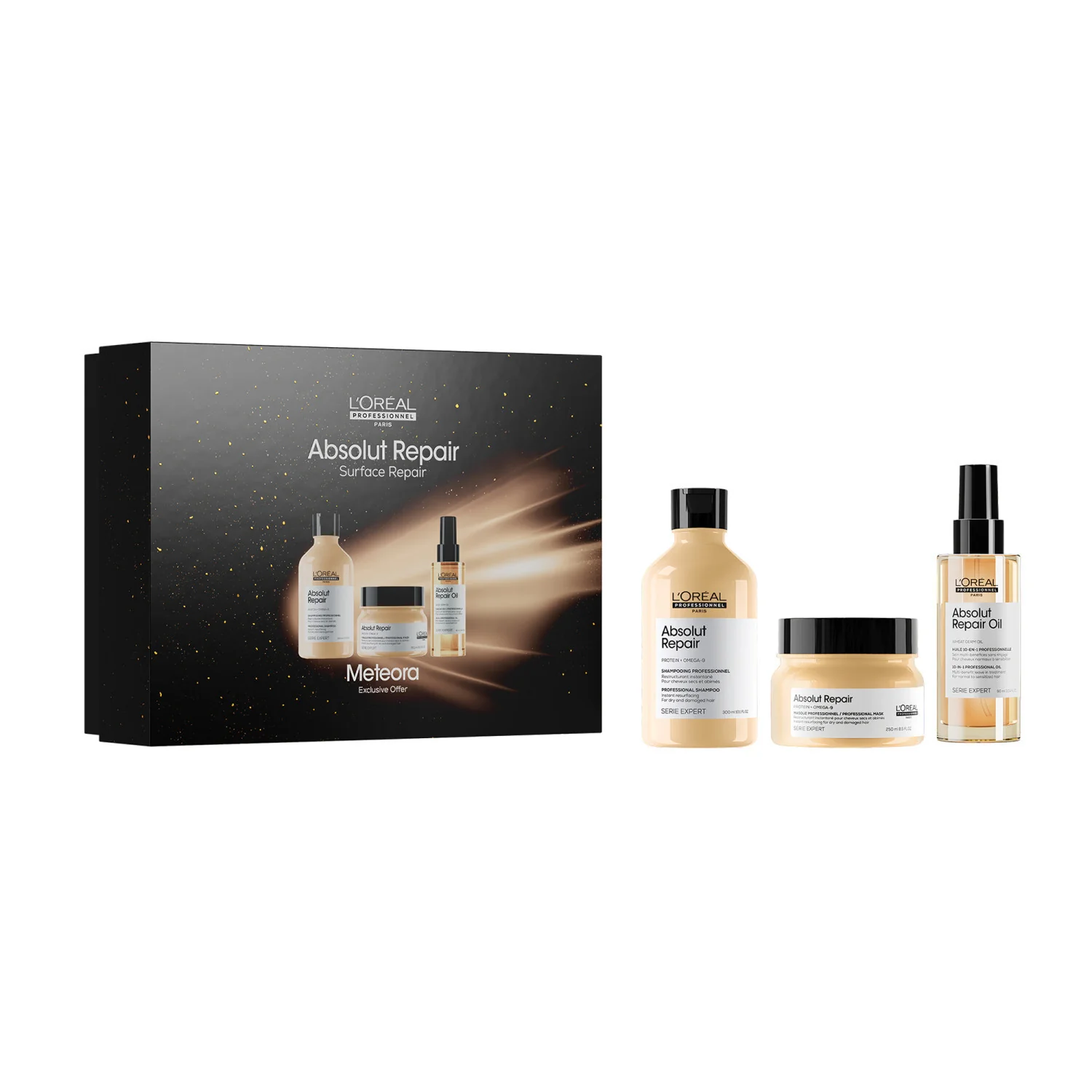 SERIE EXPERT New Cofanetto Natale Absolut Repair Shampoo, Maschera e Olio - Cofanetti per Capelli, Shampoo Riparatore, Maschera Riparatrice Capelli, Olio Capelli Styling & Finish