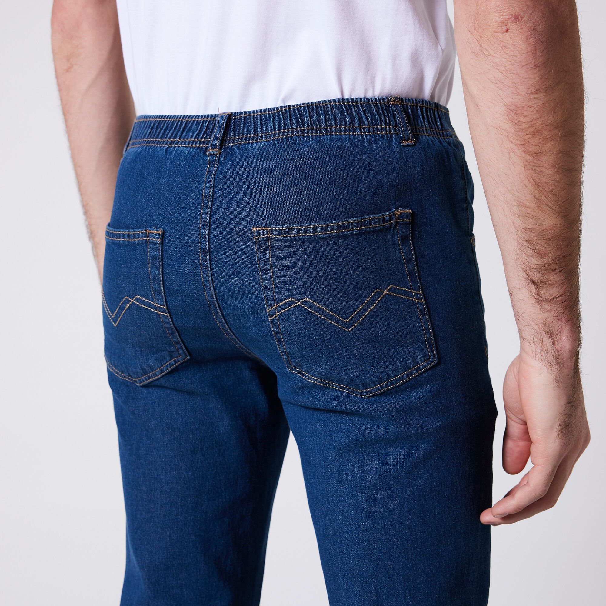 Jean droit taille élastiquée