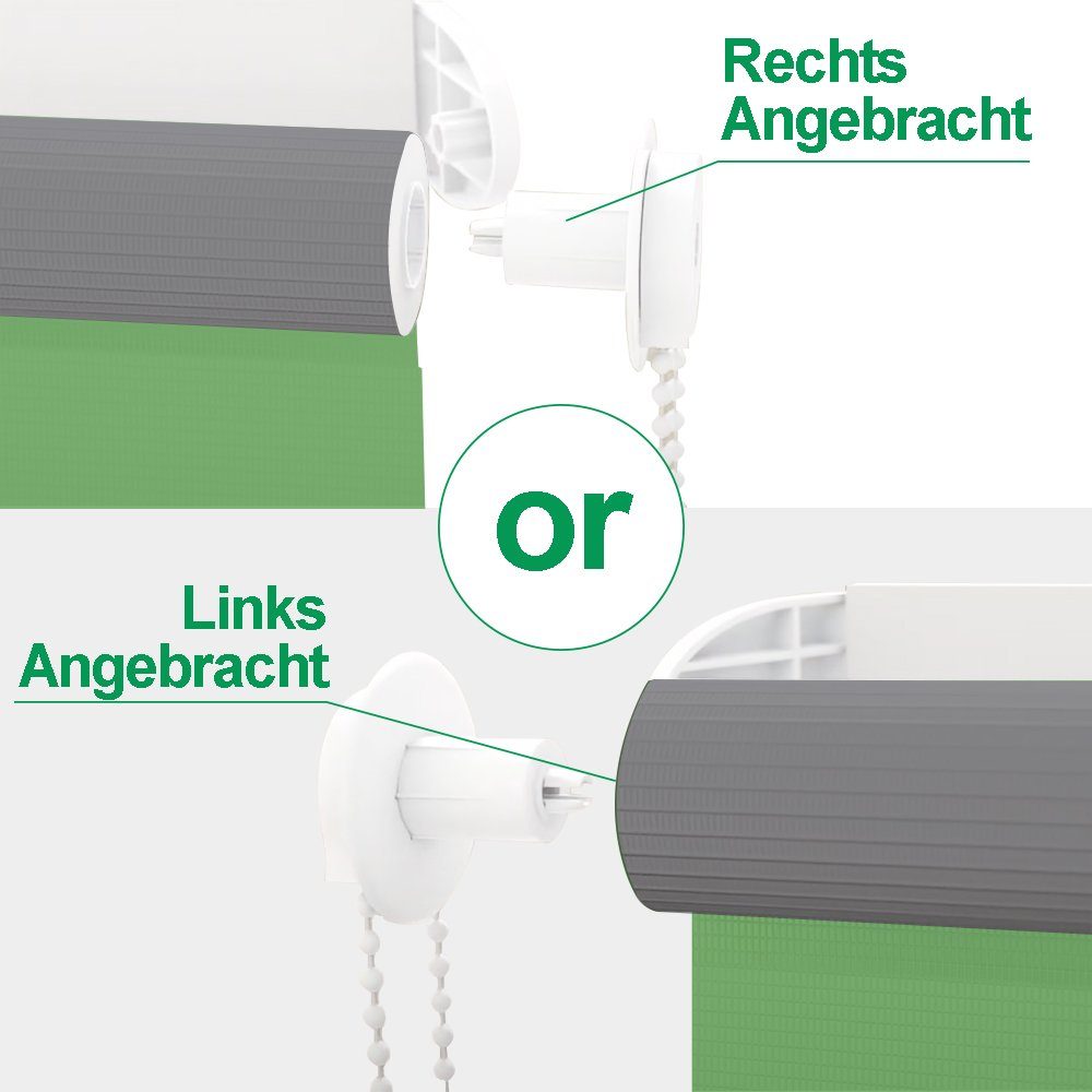 Doppelrollo Fensterrollos Ohne Bohren, Vkele, 130cm/160cm, klemmfix,klemmträger, Sonnenschutz, Lichtdurchlässig und Verdunkelnd.