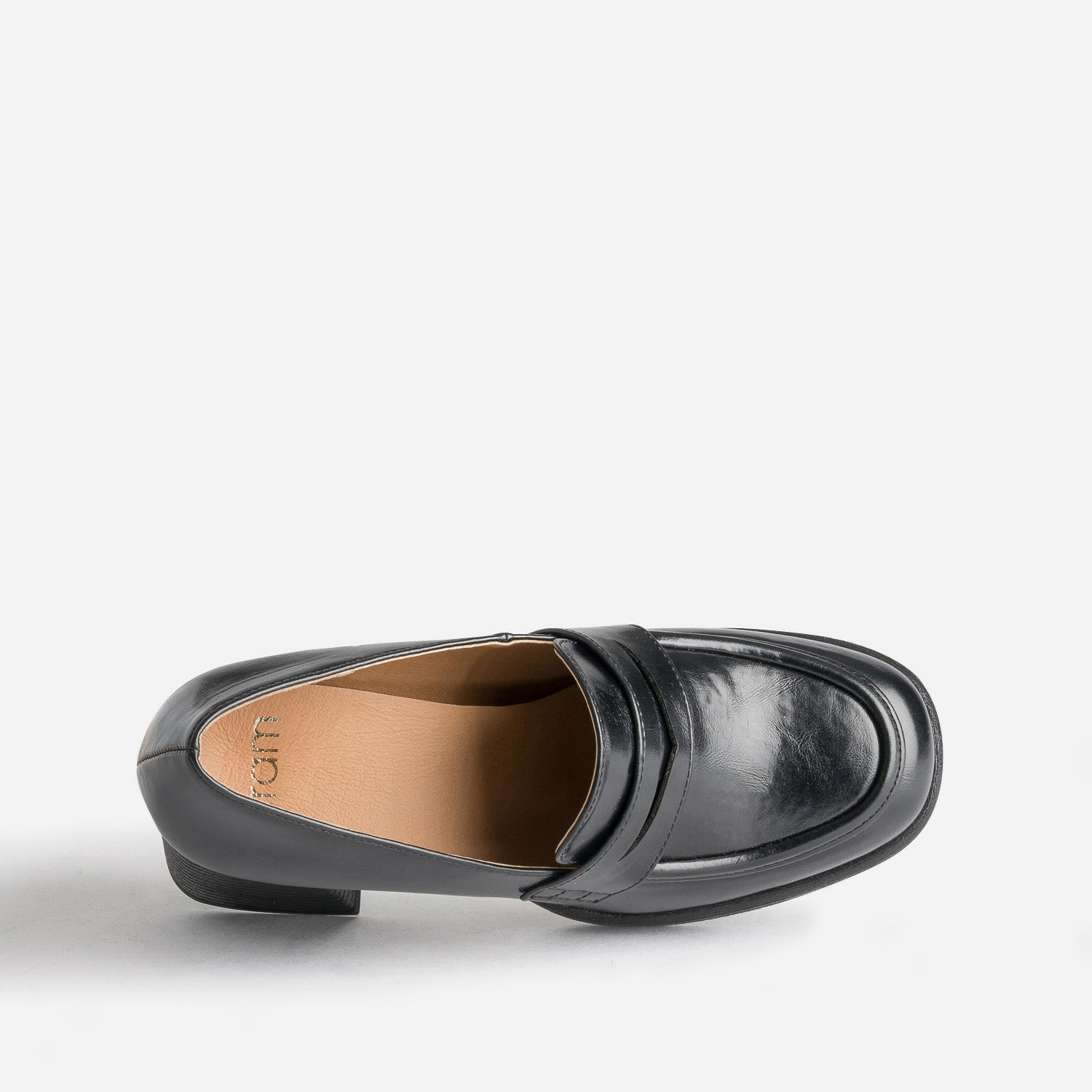 Mocassin noir à talon et plateforme