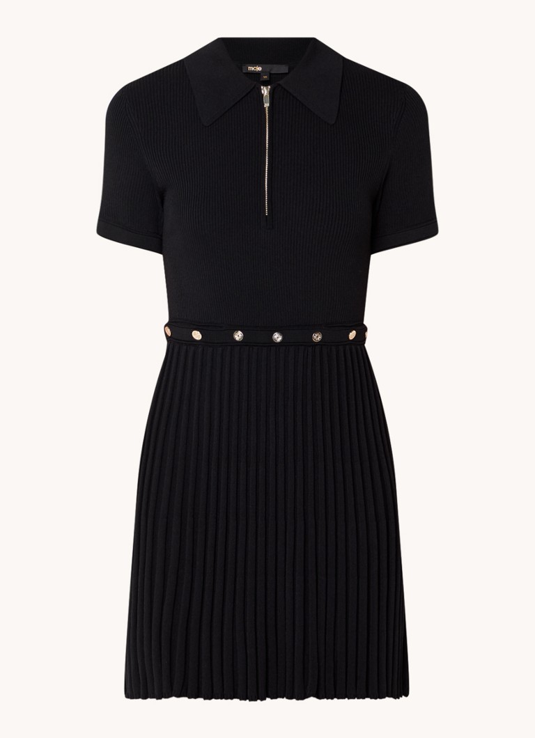 Maje Rib-knit mini dress with openwork design