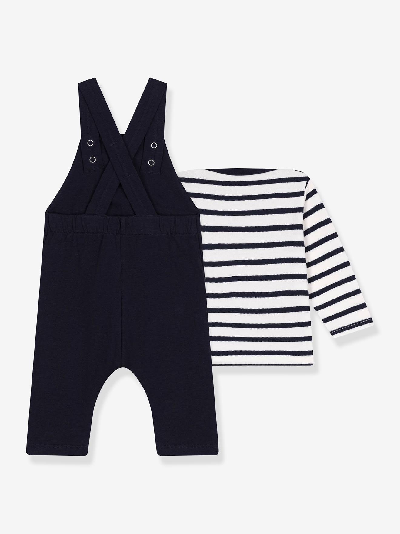 Petit Bateau Baby-Set: Latzhose & Ringelshirt PETIT BATEAU - marine