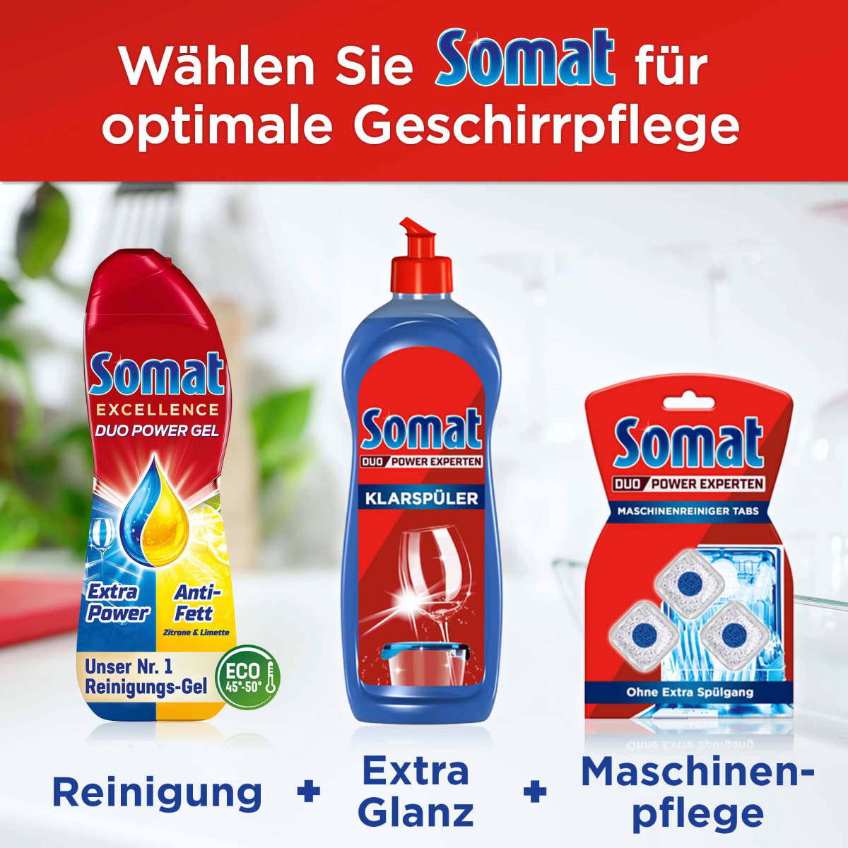 Spülmaschinen-Reiniger Excellence Duo Power Gel Zitrone & Limette 58 Spülgänge, 928 ml