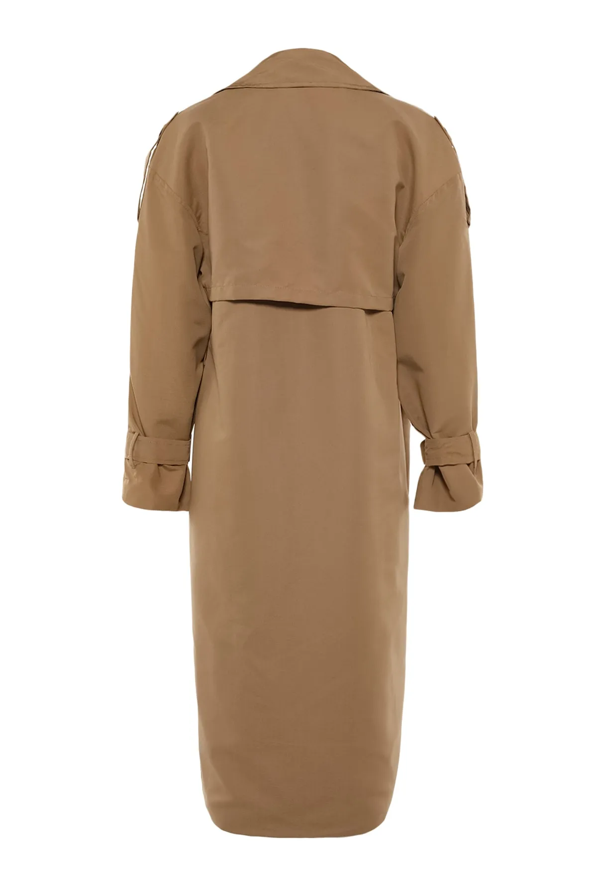 Trendyol Collection  Nerzfarbener, wasserabweisender, langer Trenchcoat mit Windjacke und Gürtel TWOSS21TR0005
