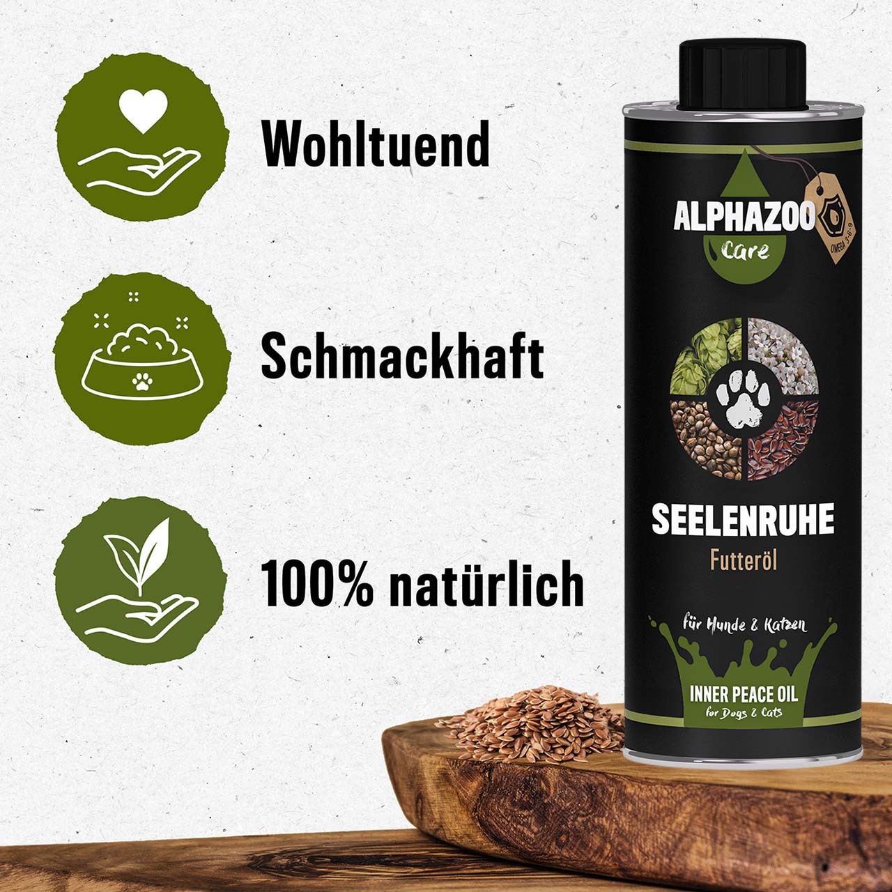 ALPHAZOO Ergänzungsfutter & Aufzucht ALPHAZOO Seelenruhe Futteröl für Hunde und Katzen 250 ml