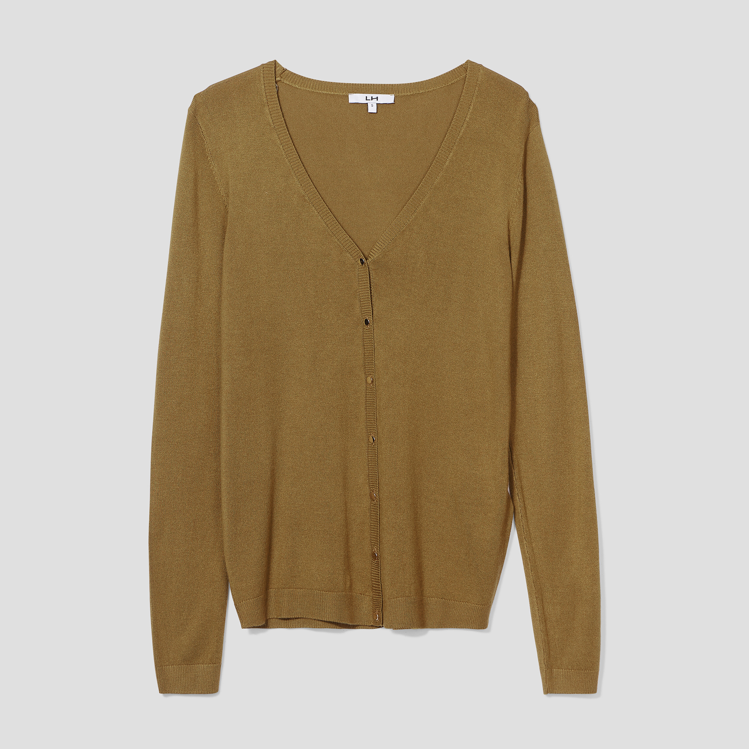 Gilet boutonné avec col en V vert olive femme | La Halle
