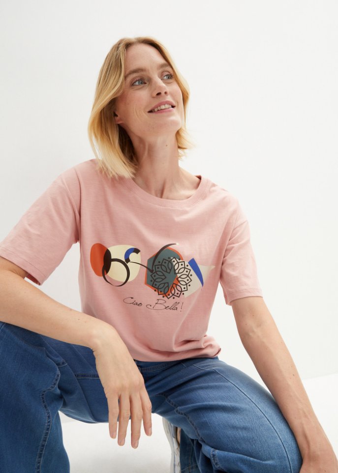 T-Shirt mit Tasche, 3/4 Arm