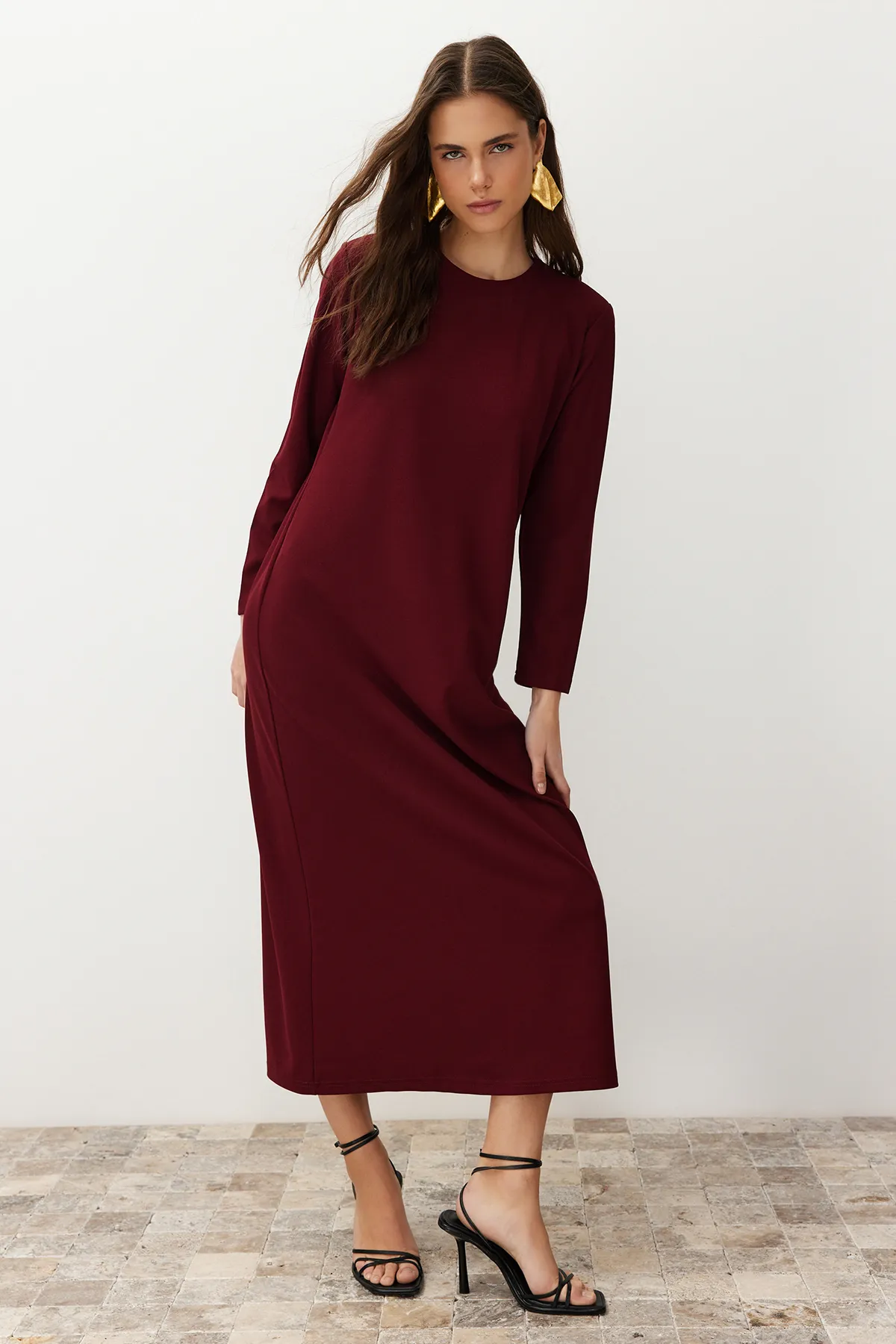 Trendyol Modest  Pflaume Ungefüttert Glatt Gestrickt TCTSS23EB00003