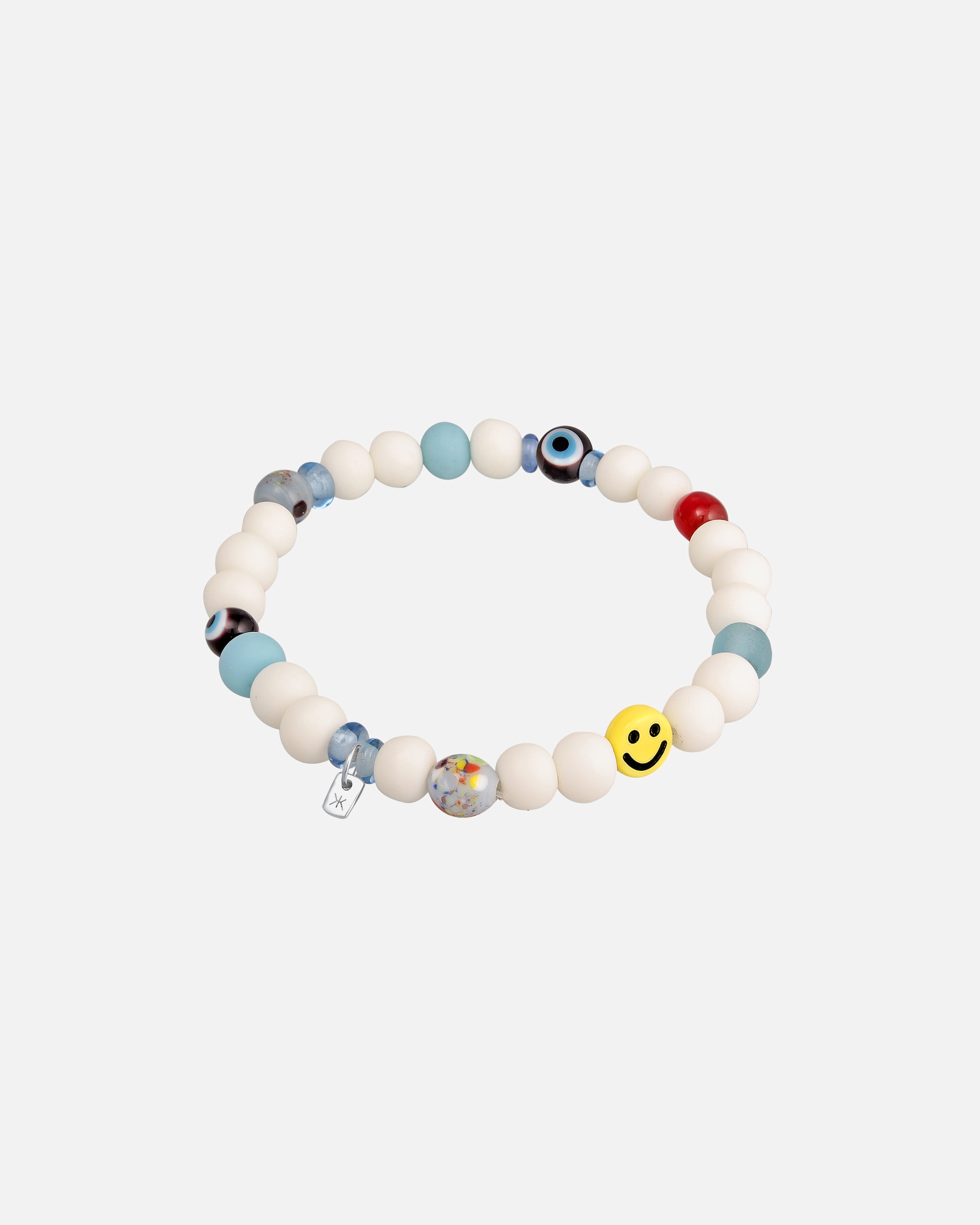 Collana da uomo KUZZOI con faccina sorridente e perline in resina e argento sterling 925.