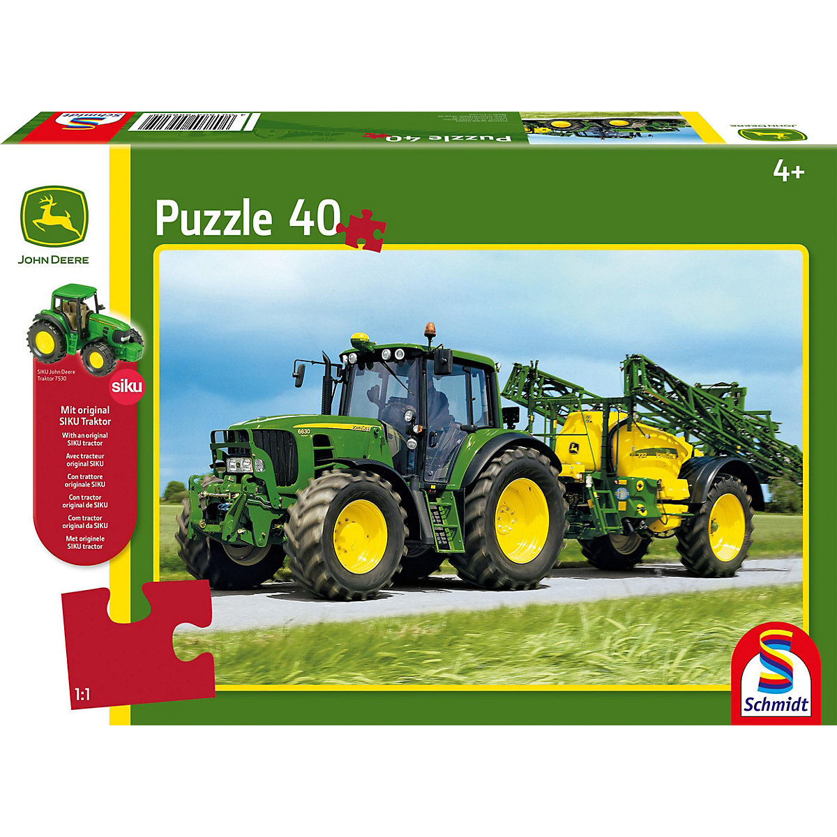 John Deere, Traktor 6630 mit Feldspritze, 40 Teile, mit original Siku-Traktor