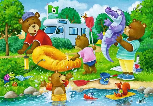 Kinderpuzzle ab 4 Jahren - Familie Bär geht campen - 24 Teile