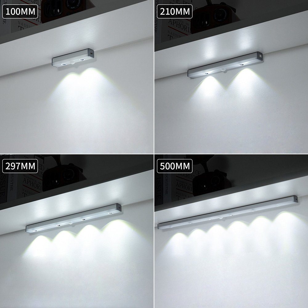 MUPOO LED Unterbauleuchte LED LichtleistenBewegungserkennung Dimmbar Wiederaufladbar,4 Größe, Aus/Ein/Automatik, 3000K Warmweiß, 6500K Kaltweiß, für Schrankbeleuchtung, Unterbauleiste