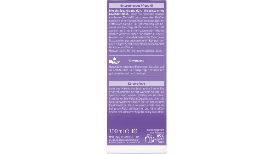 Weleda LAVENDEL Entspannendes Pflege-Öl 100 ml