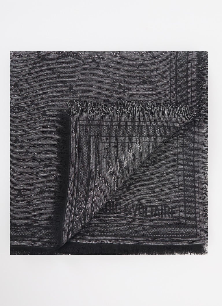 Esarfa Zadig&Voltaire Glenn cu imprimeu logo, dimensiuni 73 x 73 cm.