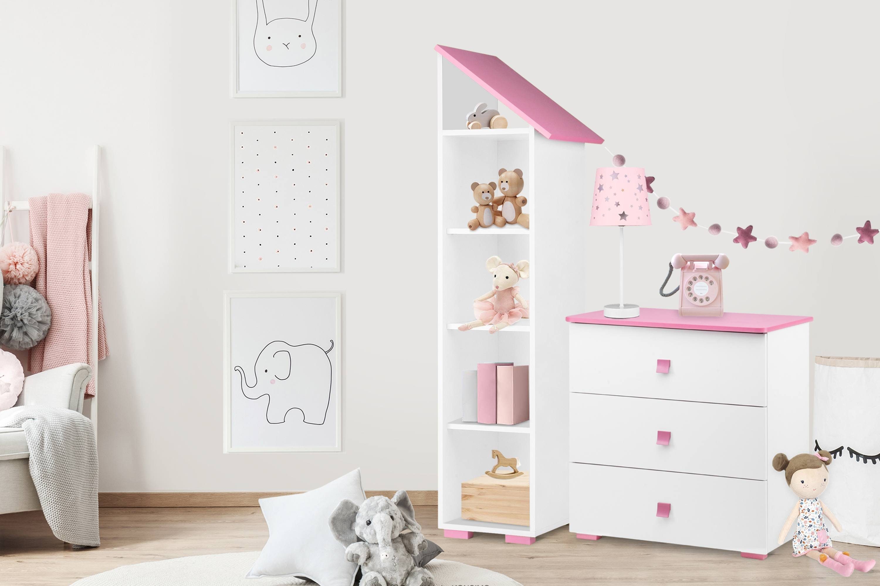 Konsimo Kinderregal Kinderregal 165cm PABIS, Hochregal, ABS-Kanten, in Pastellfarben