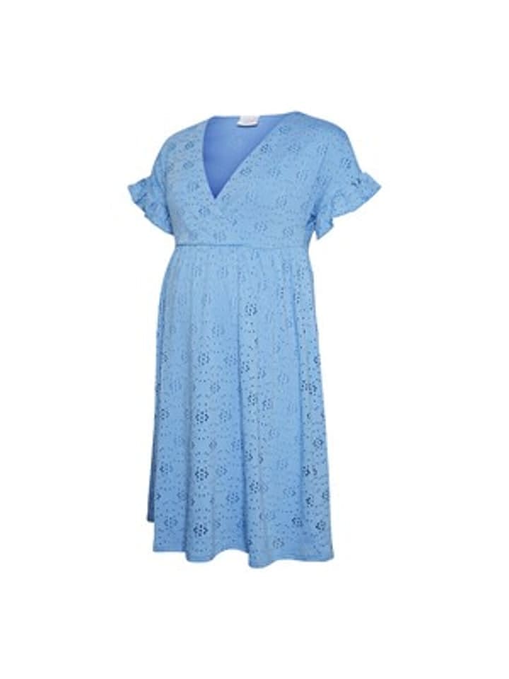 mama licious Umstands- und Still-Kleid Dinna Tess Jaquard aus recyceltem Polyester in Blau günstig kaufen XL