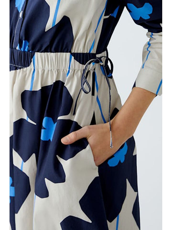Oui Kleid in Creme/ Dunkelblau günstig kaufen