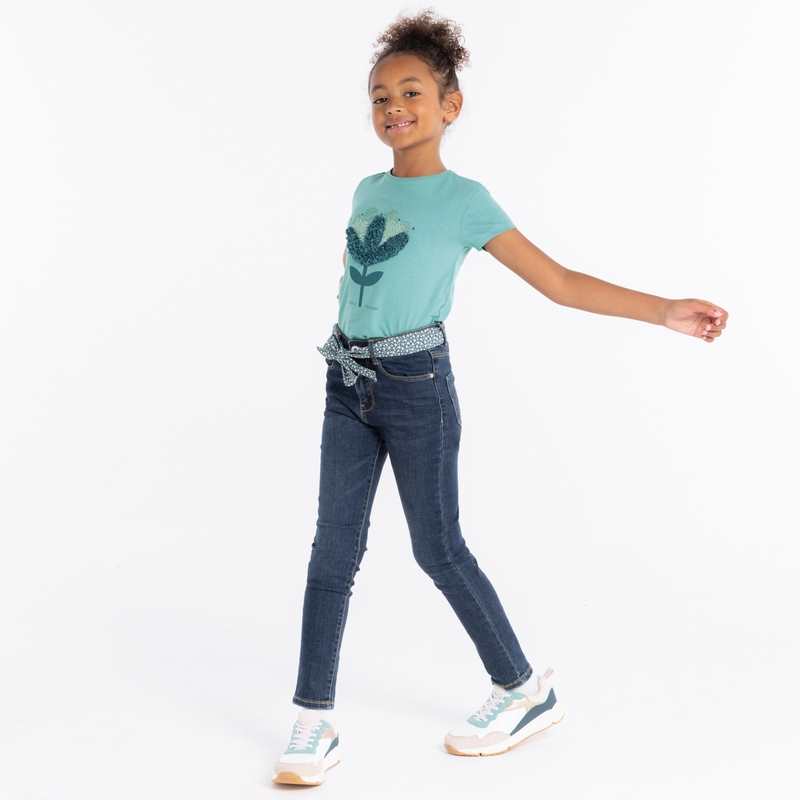 T-shirt à motif en relief vert fille