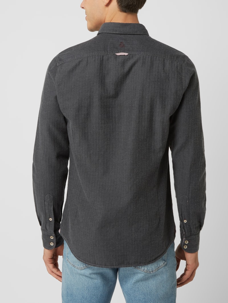 Slim Fit Business-Hemd aus Baumwoll-Kaschmir-Mix in anthrazit