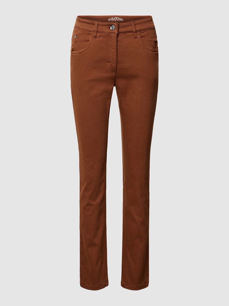 Slim Fit Jeans mit Stretch-Anteil Modell 'TWIGY' in cognac