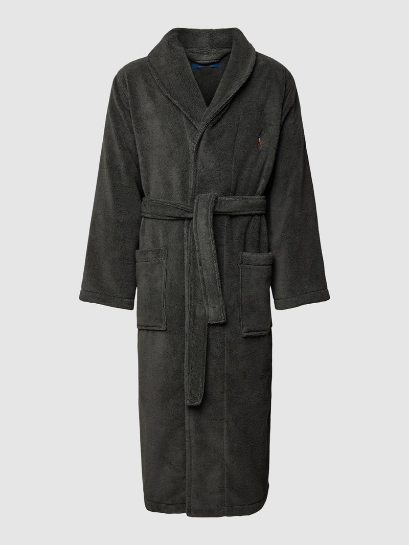 Bademantel mit Label-Stitching in dunkelgrau