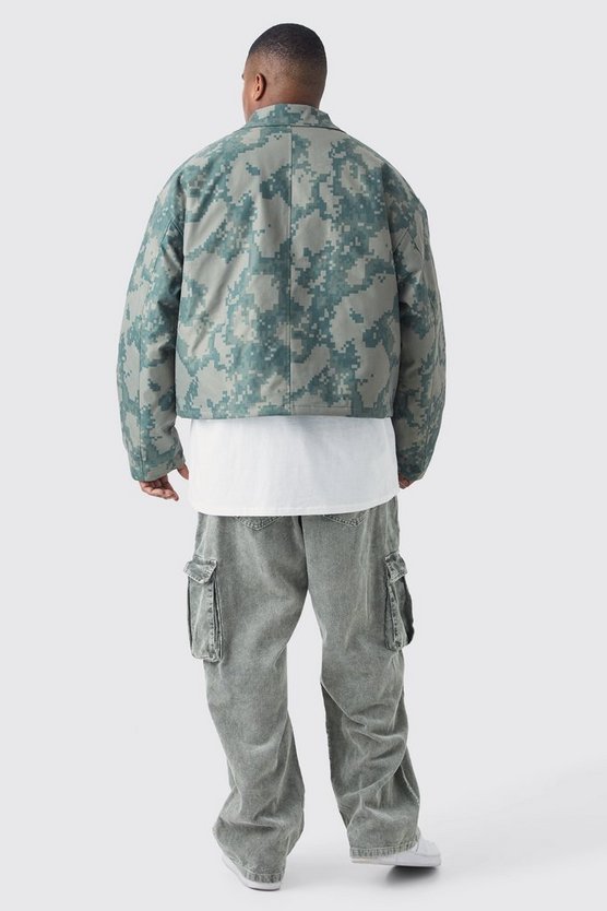 Plus kastige Camouflage Harrington-Jacke