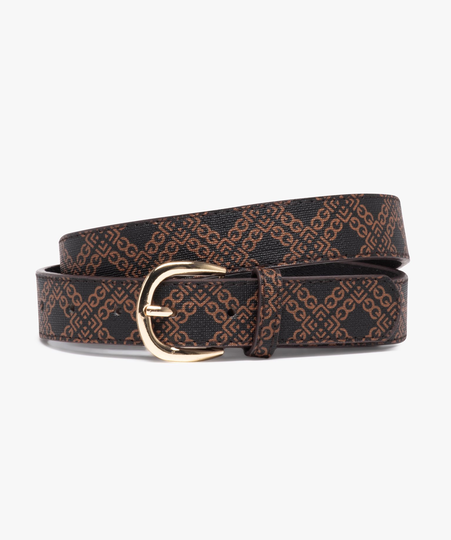 Ceinture imprimée avec boucle ovale femme cognac | GEMO