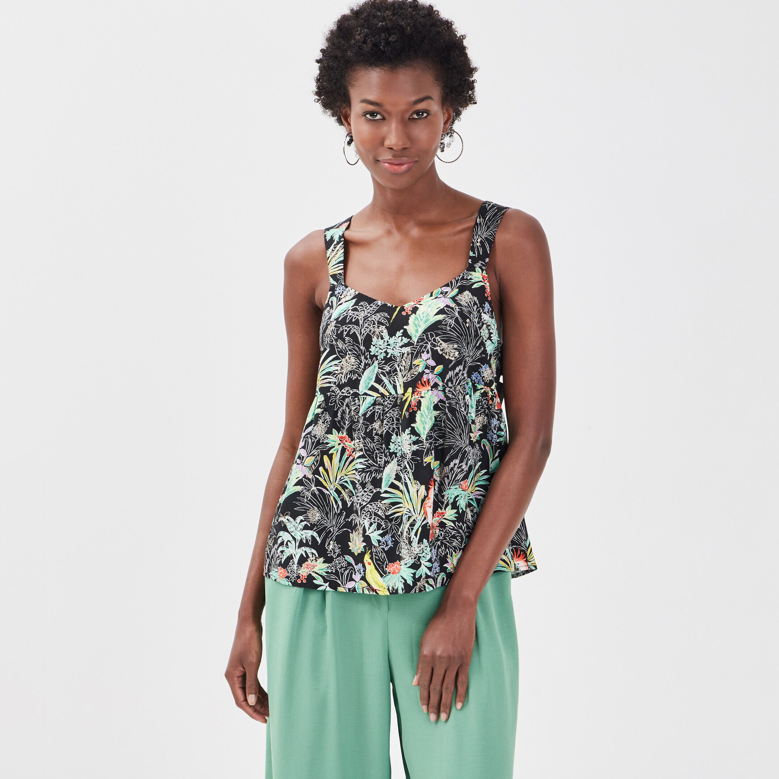 Blouse bretelles larges noir femme | Cache Cache
