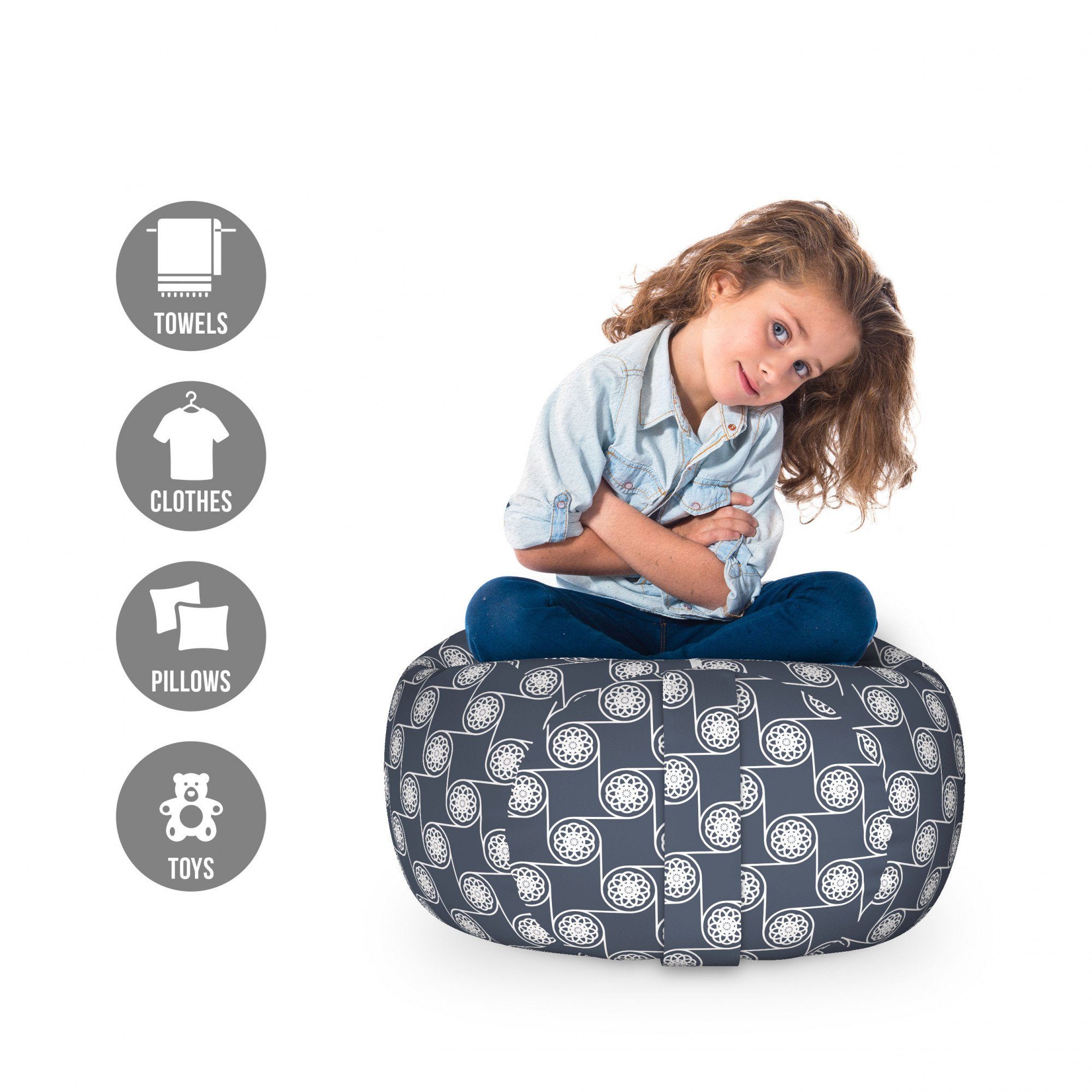 Abakuhaus Spielzeugtruhe Gefüllter Tier Organizer Waschbare Tasche für Kinder, Blumen Eastern japanische Aufwändige