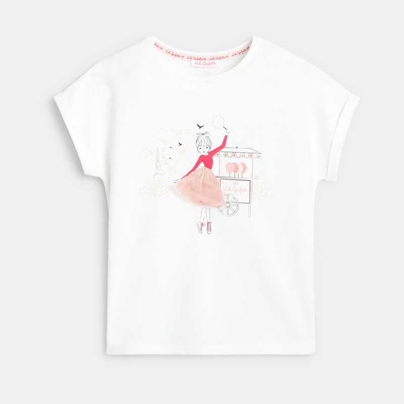T-shirt crayonné blanc manches courtes Lili Gaufrette fille