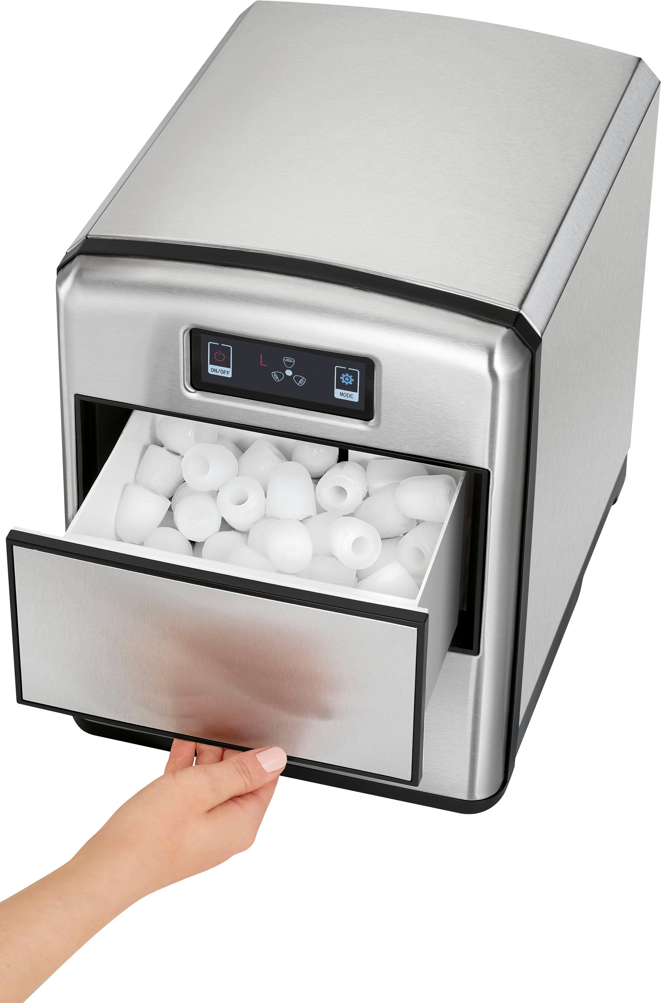 ProfiCook Elektrischer Eiswürfelbereiter PC-EWB 1187, inox Sensor Touch 12 Würfel