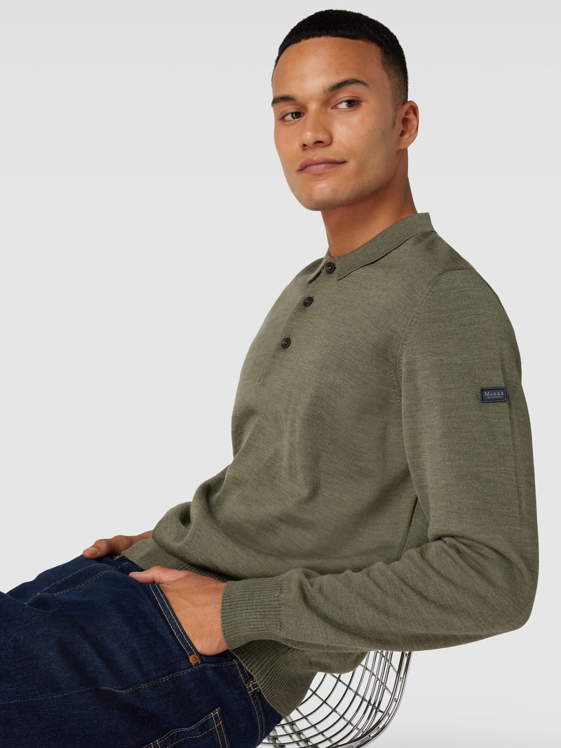 Strickpullover mit Polokragen in schilf
