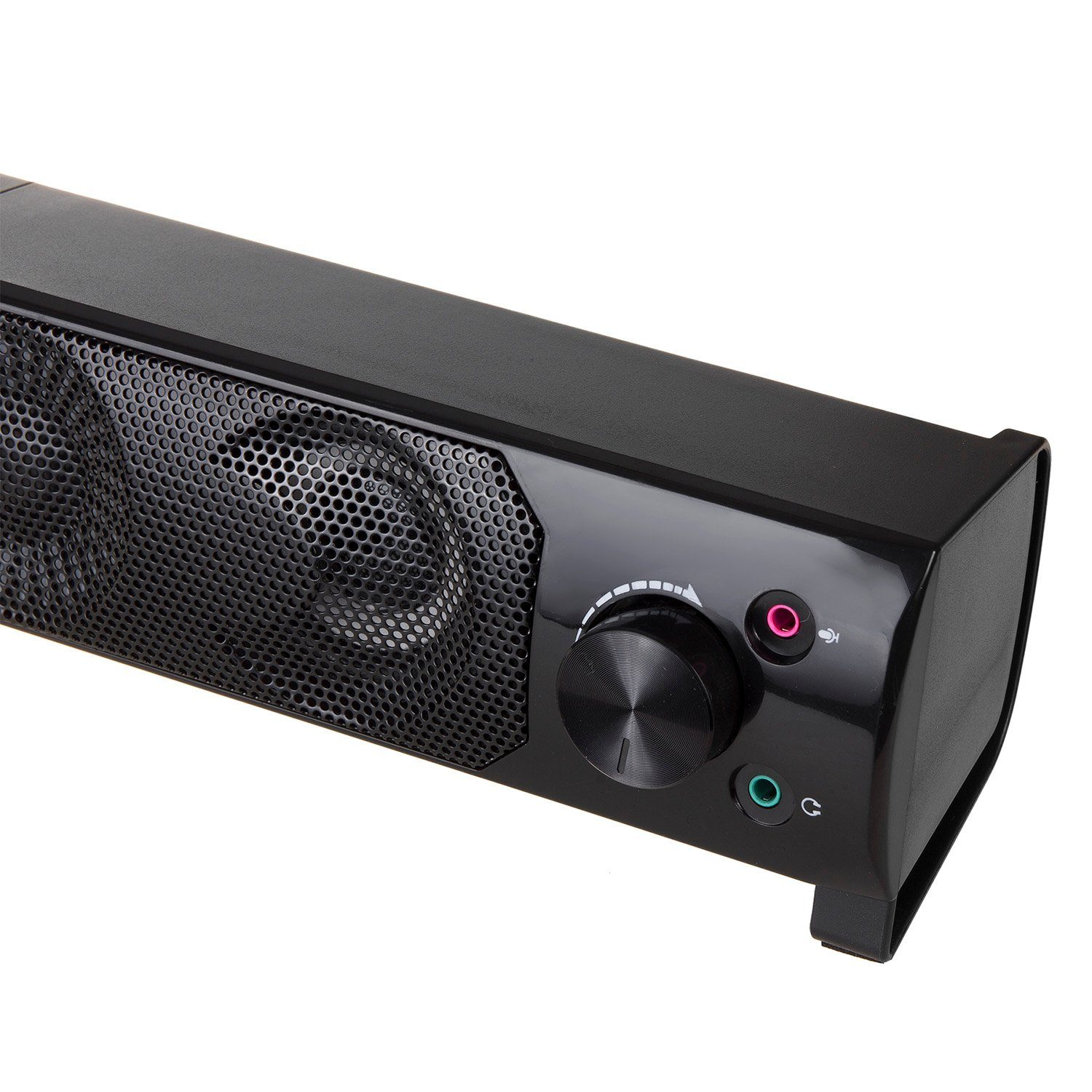 Audiocore AC955 2.0 PC-Lautsprecher (6 W, Soundbar-Funktion [Modulare Verbindung], Anschluss für AUX / Kopfhörer / Mikrofon, RGB-Bleuchtung, 6W)