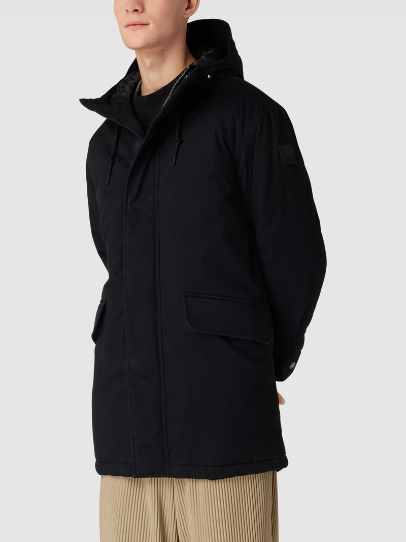 Parka mit Pattentaschen Modell 'cotton parka' in schwarz