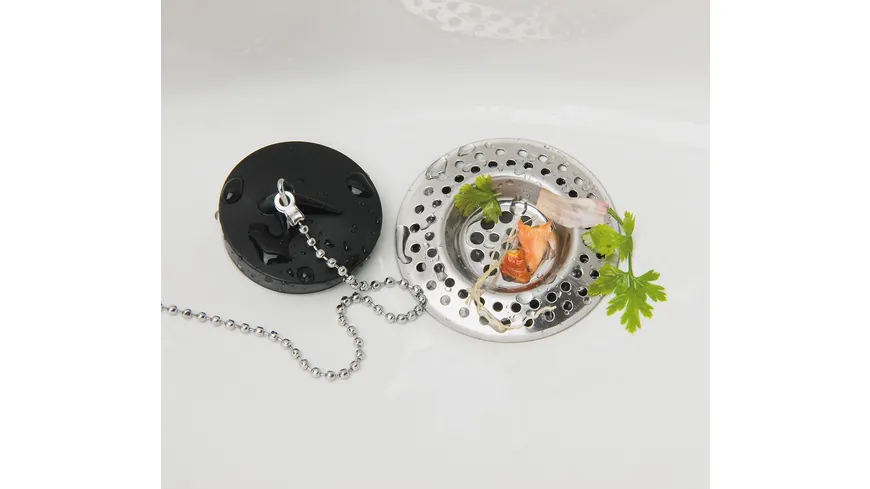 WENKO Abflusssieb Edda 2er Set Silber glänzend