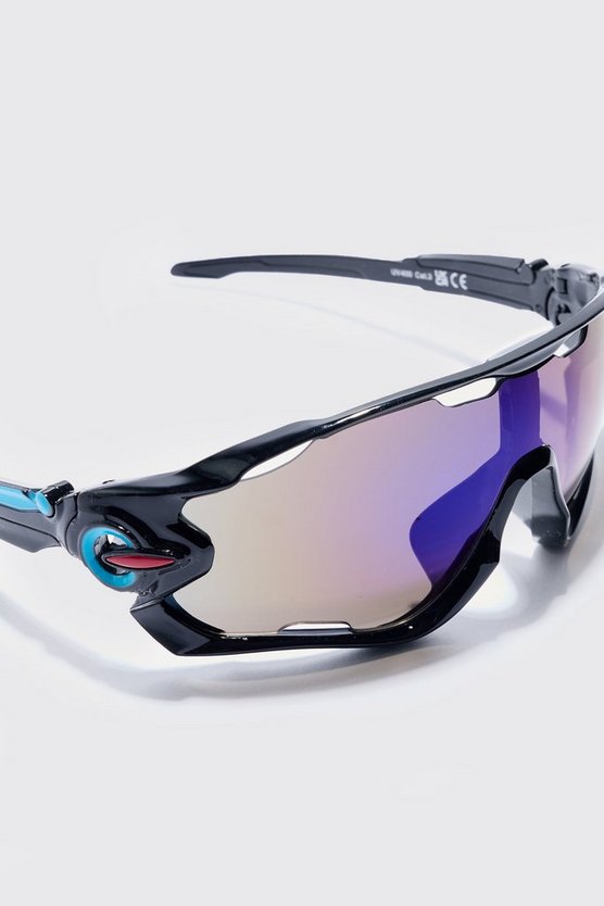 Racer-Sonnenbrille mit verspiegelten Gläsern