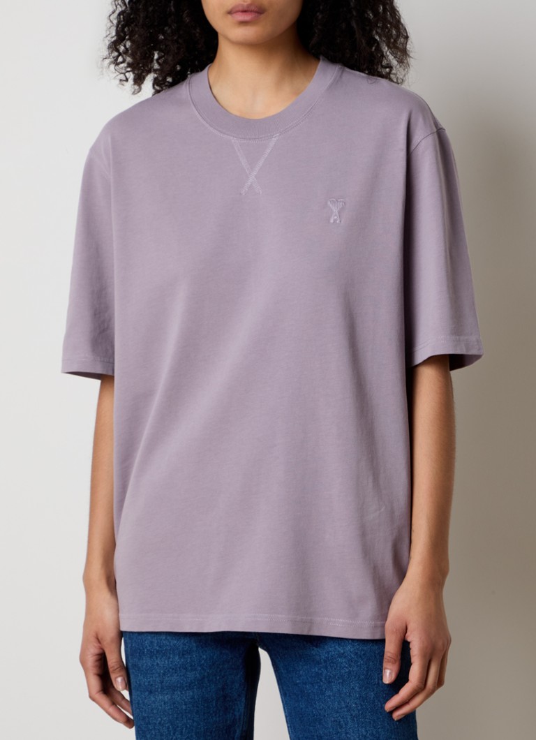 AMI Paris organic cotton T-shirt with logo embroidery
