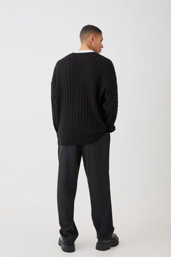 Oversize Homme Zopfmuster-Cardigan